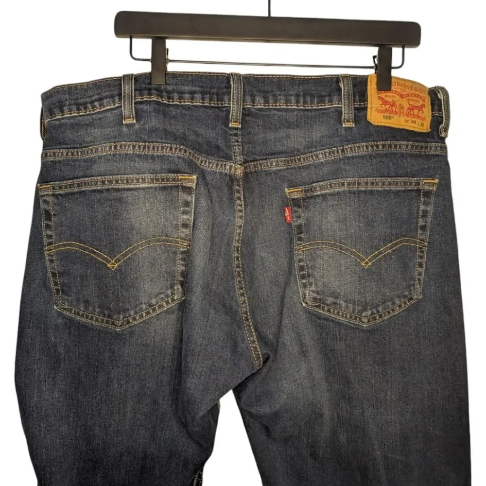 Men's Levi's 569 Dark Wash Loose Straight Fit, Size 38 x 32